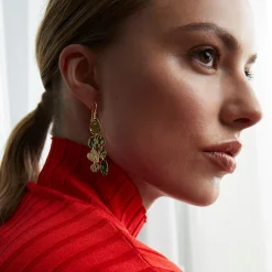Crinkle Chandelier Heart Earrings