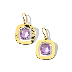 Crinkle Earrings with Medium Cushion Stone