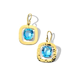 Crinkle Earrings with Medium Cushion Stone