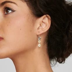 Crinkle Heart Three Drop Earrings