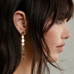 Crinkle Mixed Shape Linear Heart Earrings