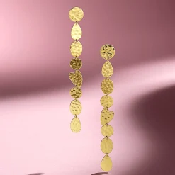 Crinkle Mixed Shape Linear Heart Earrings