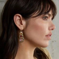 Crinkle 3-Stone Earrings