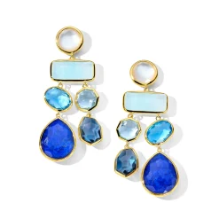 Large Chandelier Multi Stone Double Strand Earrings