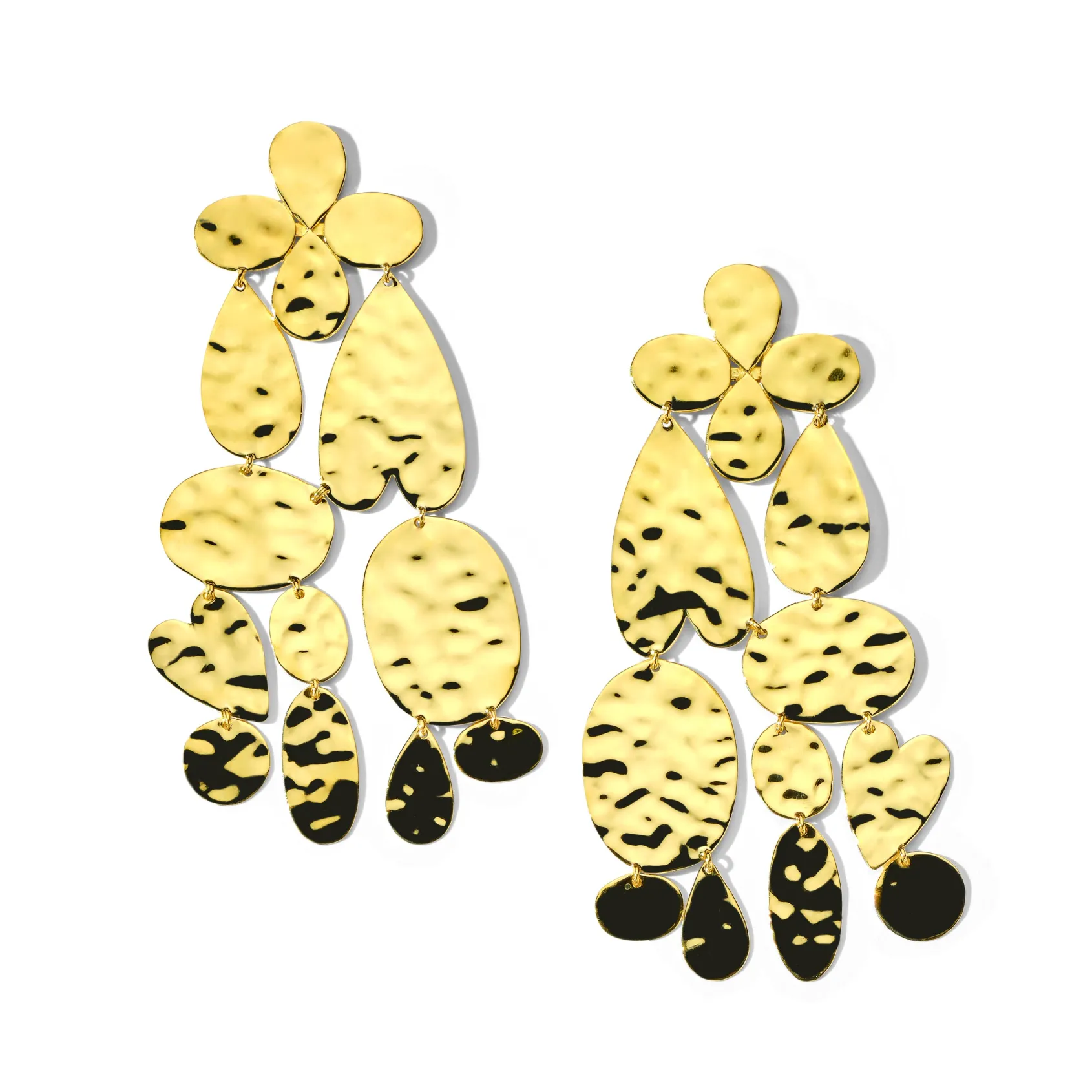 Large Crinkle Chandelier Heart Earrings
