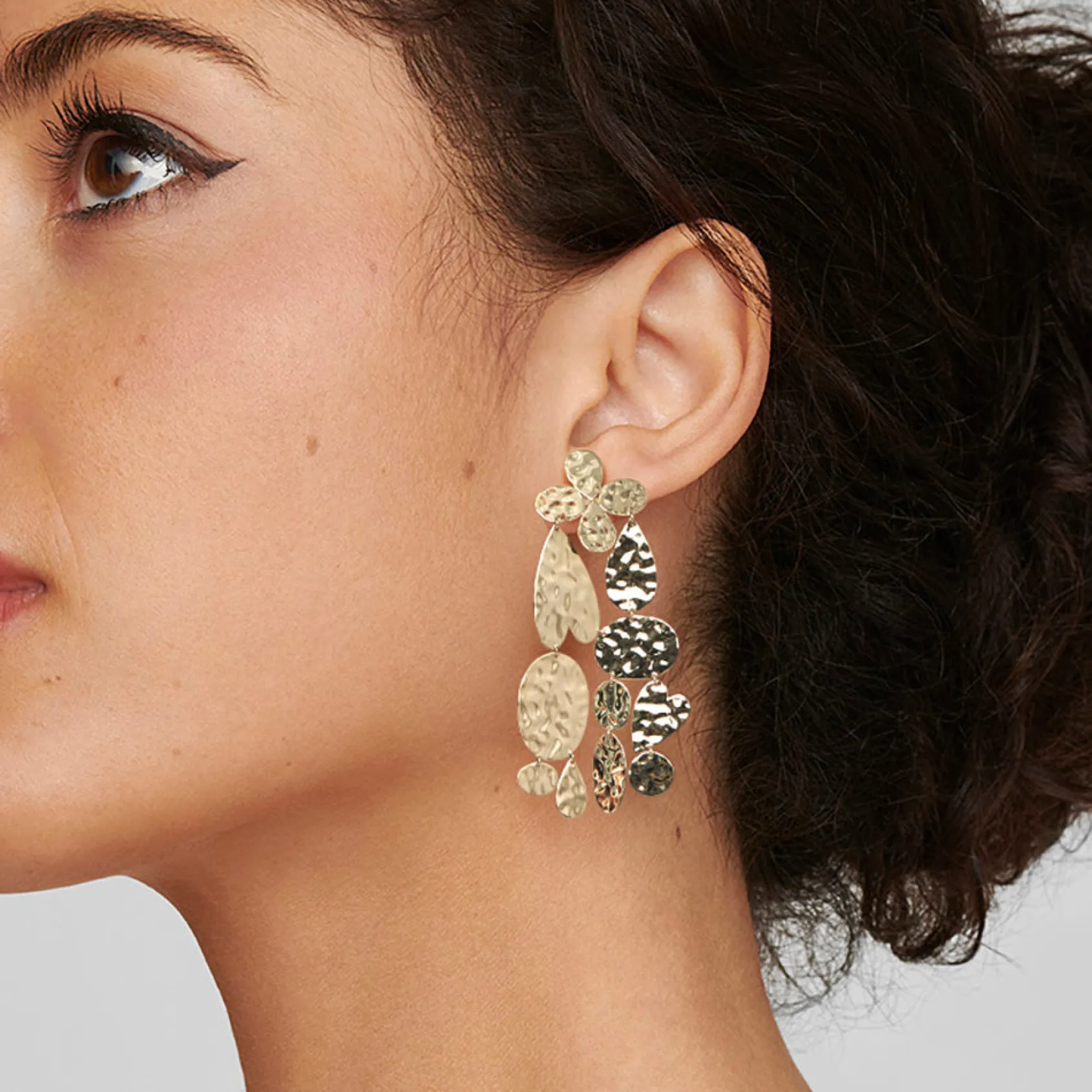 Large Crinkle Chandelier Heart Earrings