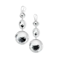 Large Hammered Triple Snowman Earrings