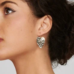 Large Heart Crinkle Earrings