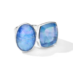 Large Oval Stone Mixed-Cut Cushion Ring