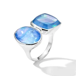 Large Oval Stone Mixed-Cut Cushion Ring