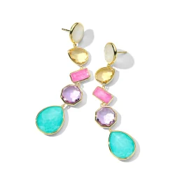 Large 5-Stone Linear Post Earrings