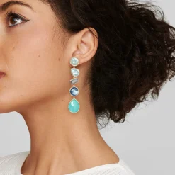 Large 5-Stone Linear Post Earrings