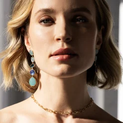 Large 5-Stone Linear Post Earrings