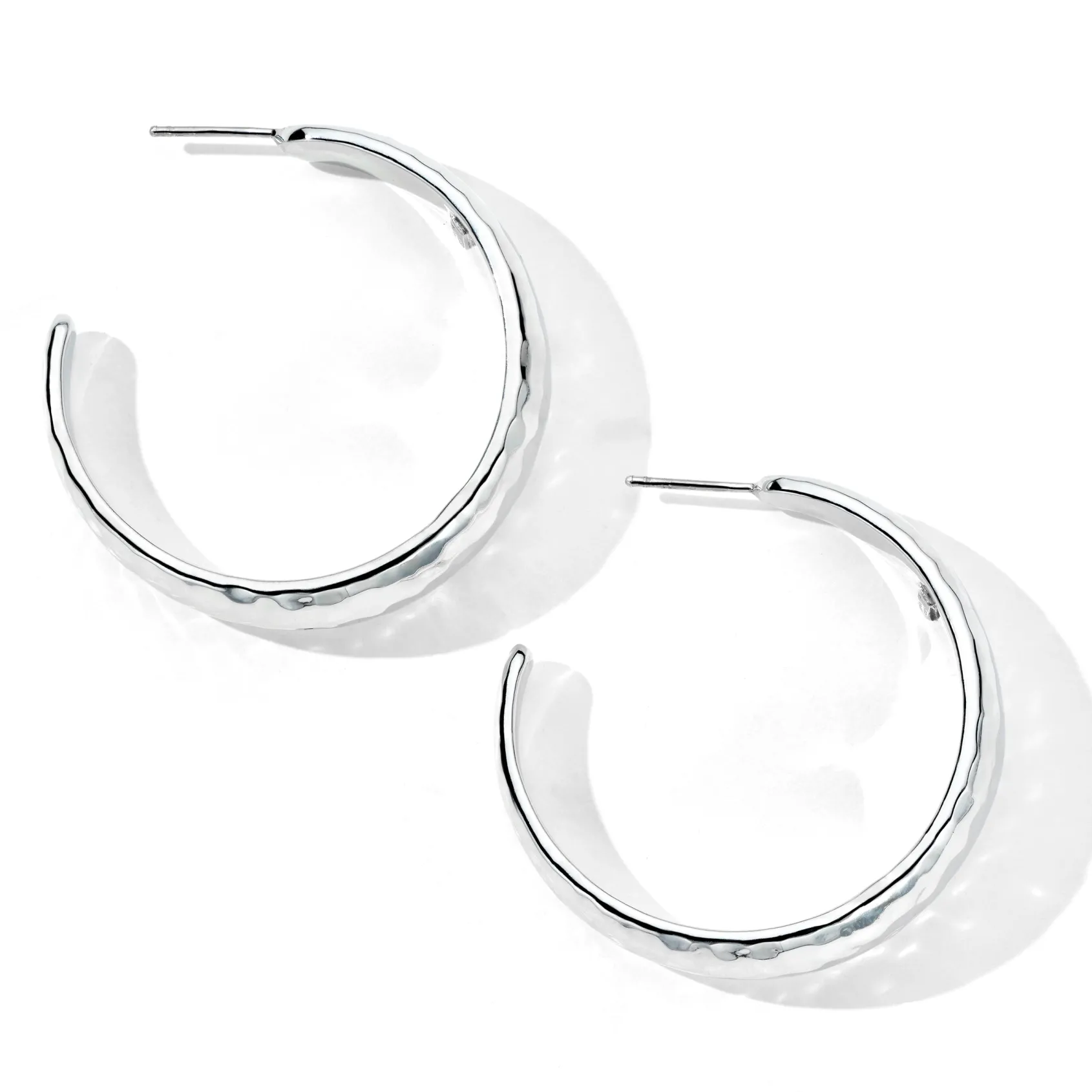 Medium Hammered Hoop Earrings with Tapered Ends