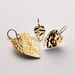 Mini Heart Crinkle Drop Earrings