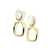 Oval and Wavy Frame Drop Earrings