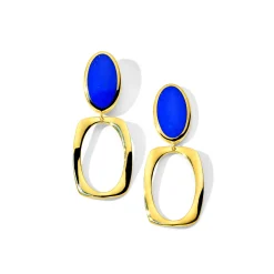 Oval and Wavy Frame Drop Earrings