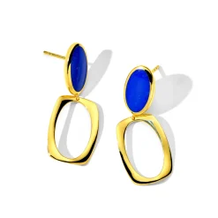 Oval and Wavy Frame Drop Earrings
