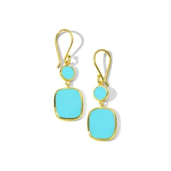 Small Dot & Rounded Square Drop Earrings