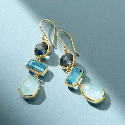 Small 3-Stone Drop Earrings