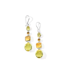4-Stone Mixed Shape Drop Earrings