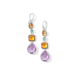 4-Stone Mixed Shape Drop Earrings