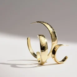 Thick Hammered Hoop Earrings