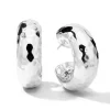 Thick Hammered Round Hoop Earrings